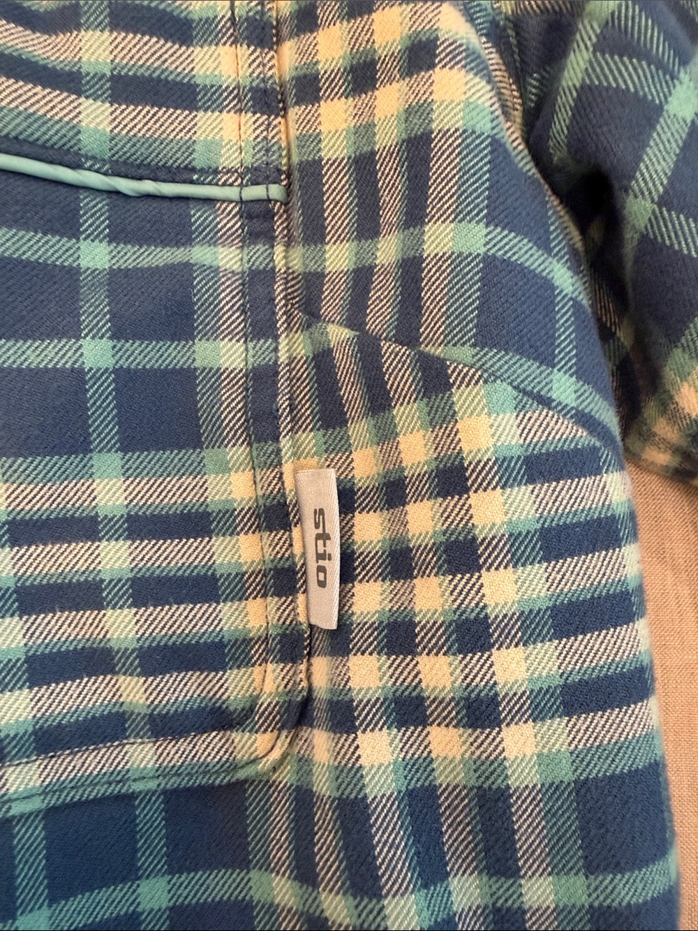 Stio Navy and Teal Plaid Shirt Jacket - Picture 3 of 7